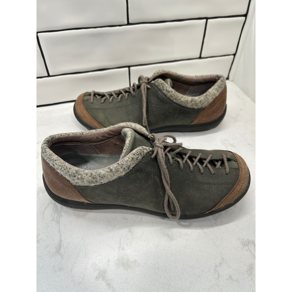 Patagonia Selenite Wildwood Womens 8 Green Leather Wool Collar Shoes Gorpcore